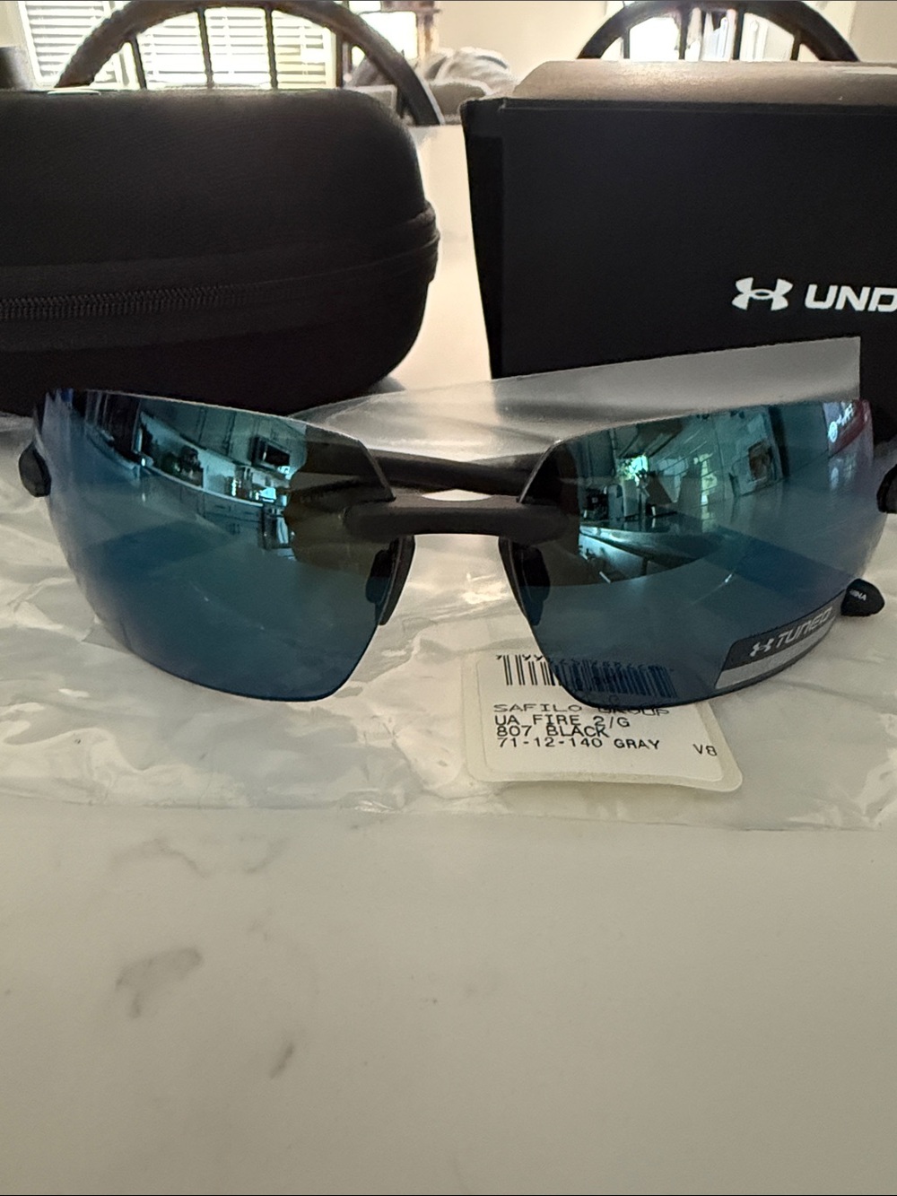 Under Armour Men’s Black Frame Blue Mirrored Sport Sunglasses